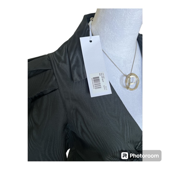 NWT REBECCA VALLANCE Malone bow-embellished mini wrap dress size UK8 XS - Picture 5 of 9